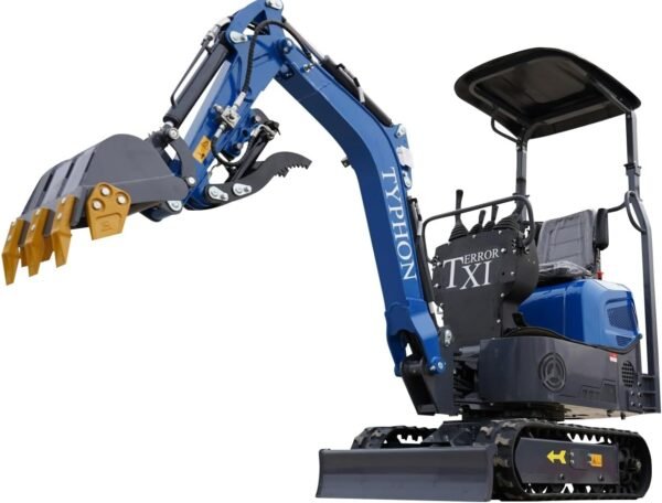 Terror XI Storm Mini Excavator – 1.1 Ton Trench Digger with Boom Swing, Hydraulic Thumb Clip, Bucket