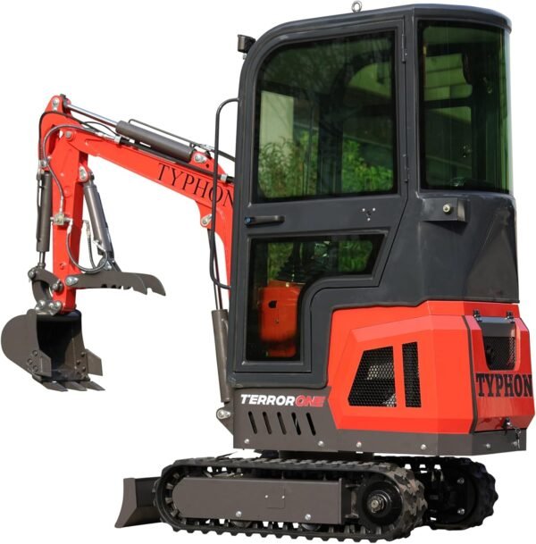 TYPHON Terror ONE Mini Excavator – 1.1 Ton Trench Digger with Cabin, Hydraulic Thumb Clip, Hydraulic Oil Cooler, 13.5hp B&S Engine USA - Image 2
