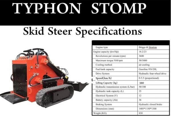 TYPHON STOMP Mini Skid Steer Loader – 1800lbs Skid Steer with Trench Filler– Compact Skid-steer Machine For Garden, Farms, Parks, Roads – Ideal for Digging, Drilling, Bull-Dozing - Image 8