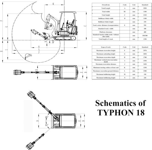 TYPHON 18 Flex 4,000 lbs Mini Crawler Excavator for Garden, Farm, Park, Road Micro Digger Ideal for Digging, Drilling, Bull-Dozing with 10 Different attachments - Image 4