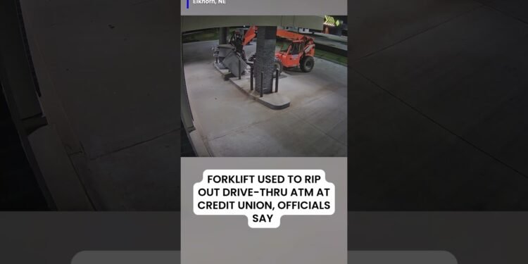 Officers say video presentations any individual the use of a forklift to tear a drive-thru ATM off the bottom.
