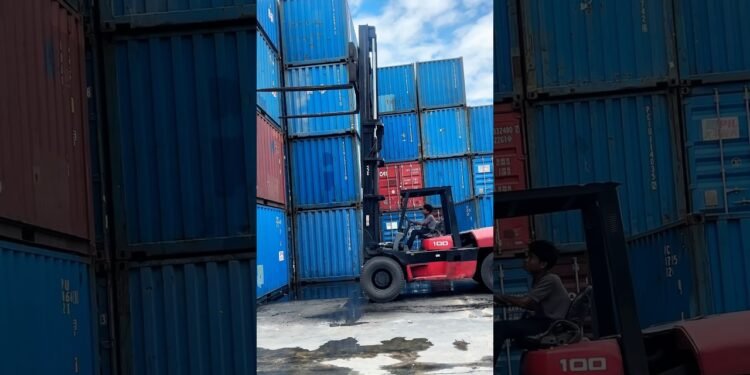 Forklift Dealing with Two Packing containers at As soon as