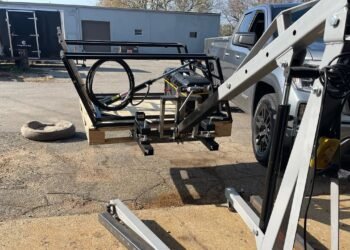 Hubbco Forklift Attachment for engine hoist.