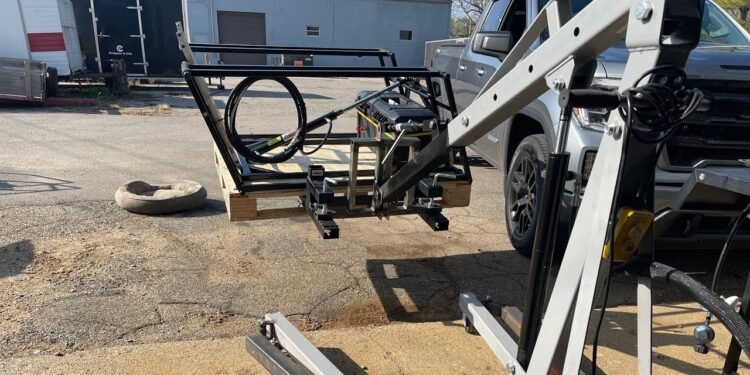 Hubbco Forklift Attachment for engine hoist.