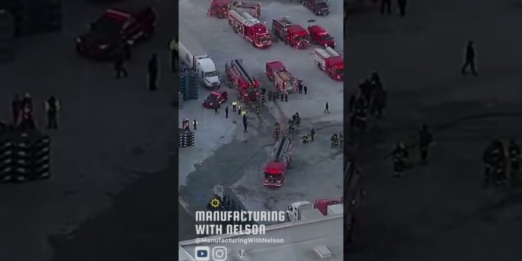 EV BATTERIES and careless forklift driving force in charge for contemporary fireplace at GM plant!!