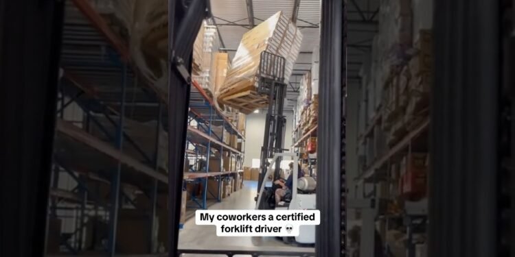 Is that this DISASTER the FORKLIFT Operators Fault? #forklift #warehouse #worklife