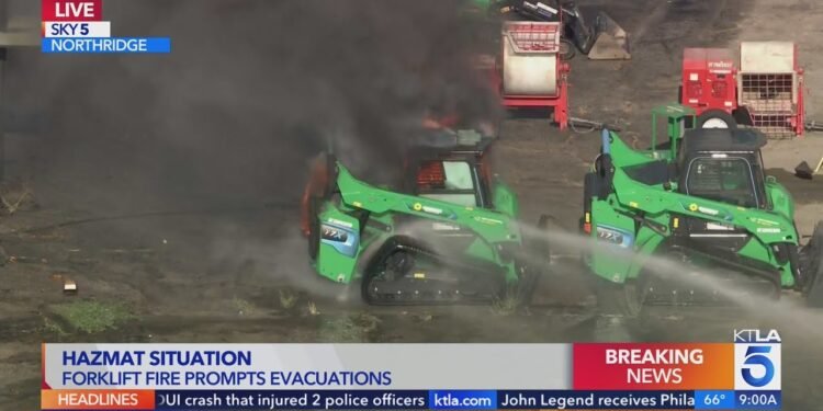 Electrical forklift hearth forces evacuations in Northridge