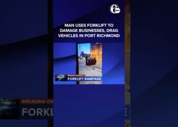 Guy stuck on video harmful companies, dragging automobiles after allegedly stealing forklift