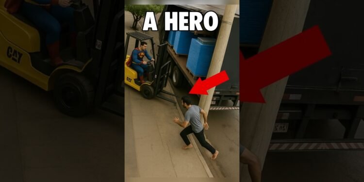 An actual hero, he stopped a truck along with his forklift #vans #trailers #truckers #trucking #truckdriver