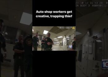 Ohio auto store staff get ingenious, trapping thief, the use of forklift