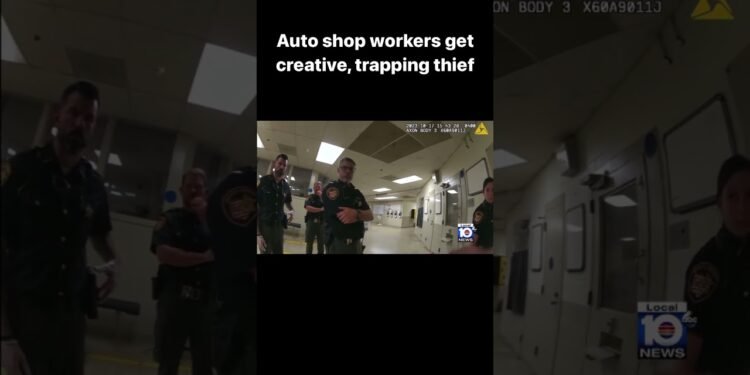 Ohio auto store staff get ingenious, trapping thief, the use of forklift