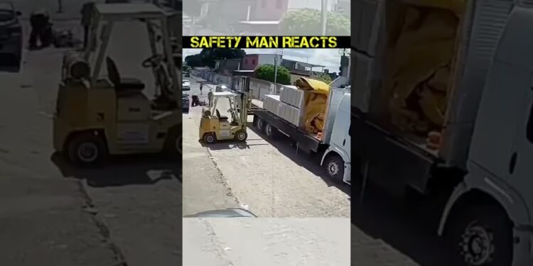 SHOCKING: Motorcyclist Collides With INVISIBLE Forklift Forks (Protection Fail)