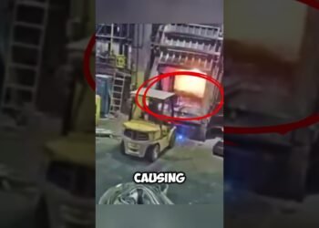 Forklift Operator Narrowly Escapes Fiery Explosion 🤕🔥#shorts