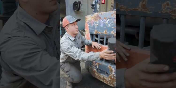 Changing Muffler on a Toyota Forklift and Reattaching Counterweight