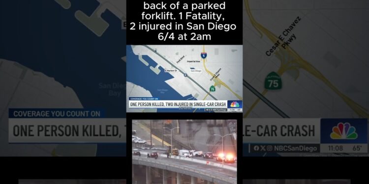 Truck hits parked forklift in San Diego 6/4/25