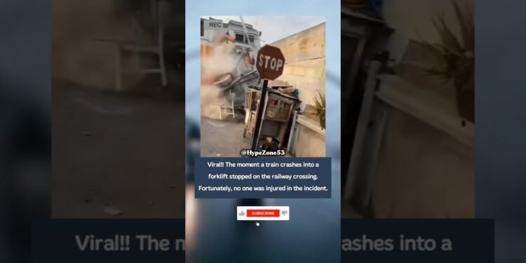 Forklift vs Educate – You Received’t Imagine What Took place! #viralvideo #traincrash #shockingmoments