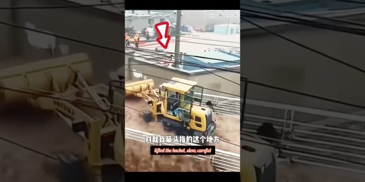 Forklift Motive force Saves Circle of relatives in Flood… #hero #kindness #floodrescue #humanity