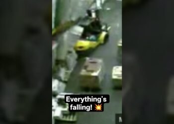 Forklift Chaos: One Unsuitable Transfer Brings the Complete Warehouse Down 😱 #forklift #warehousesafety