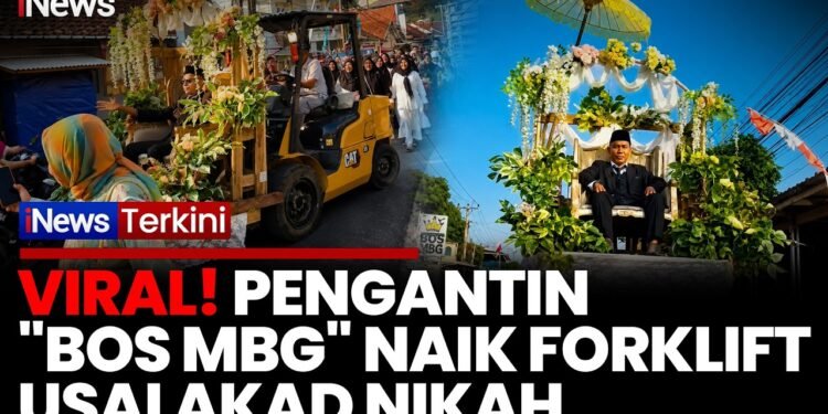 Viral! Pengantin “Bos MBG” Kepala Empat Diarak Naik Forklift 1 Km, Usai Akad Nikah | iNews Terkini